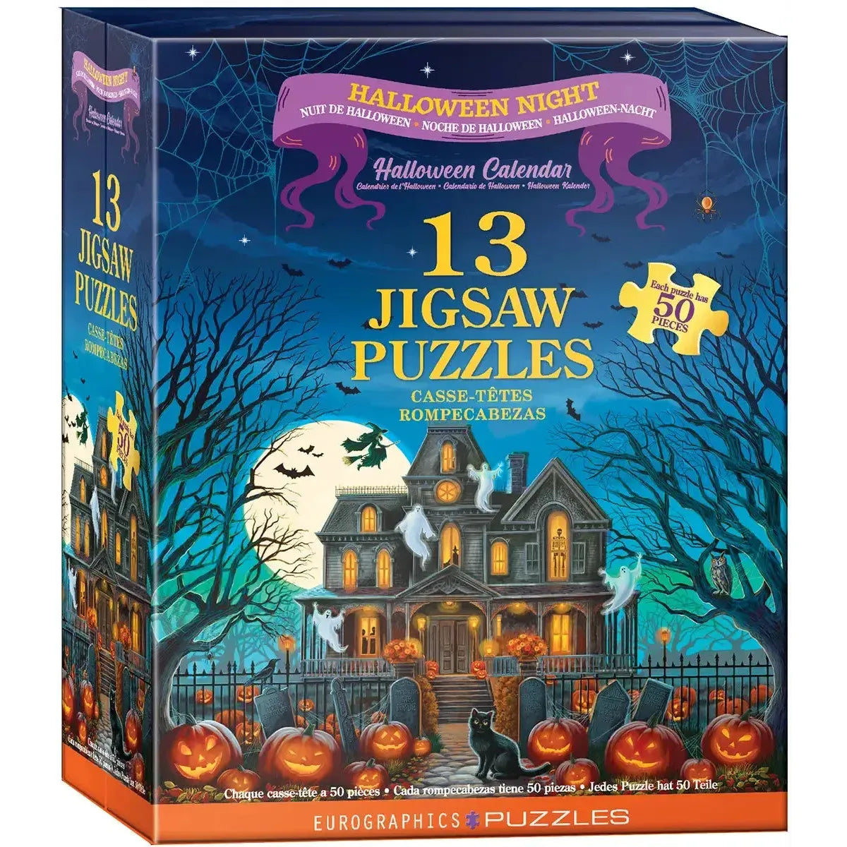 Halloween Night Advent Calendar - 13 Set of 50 Piece Mini Jigsaw Puzzles Eurographics