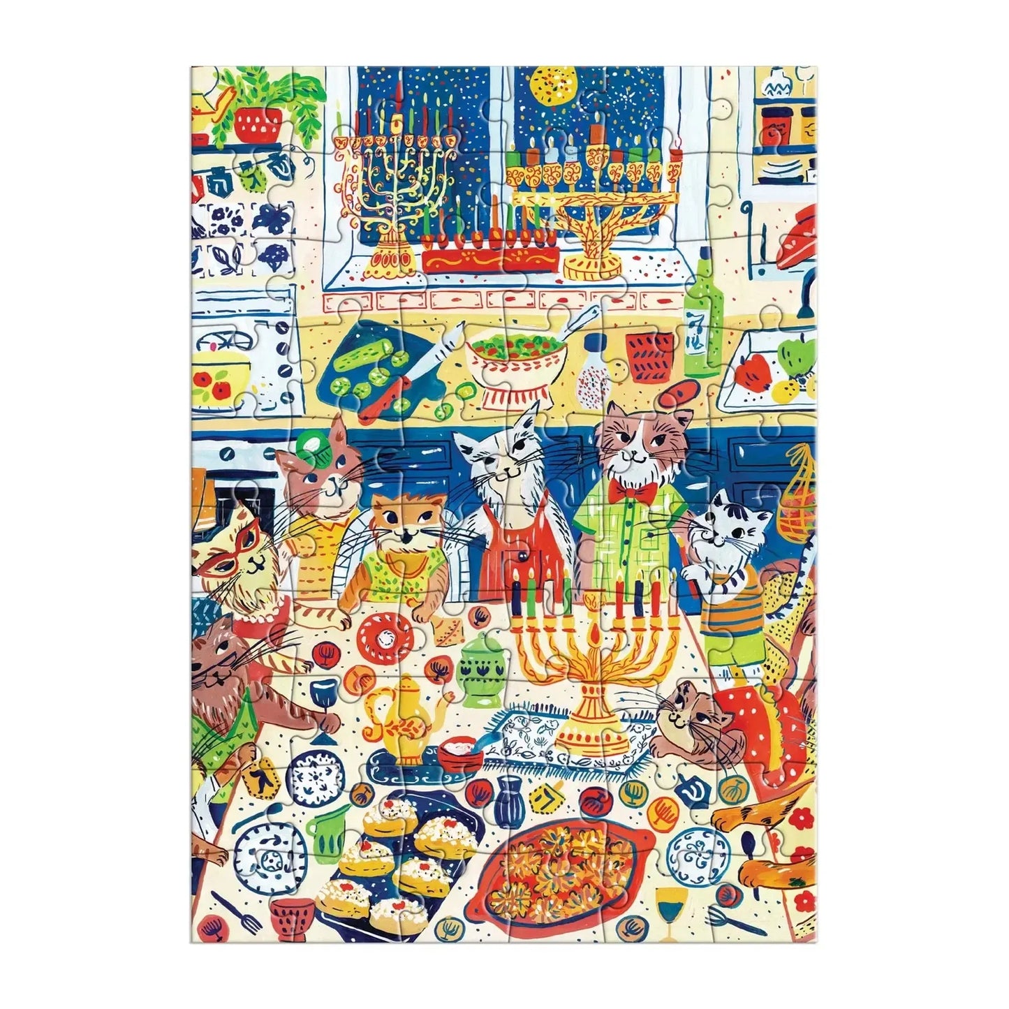 Happy Hanukcats Greeting Card 60 Piece Jigsaw Puzzle Galison