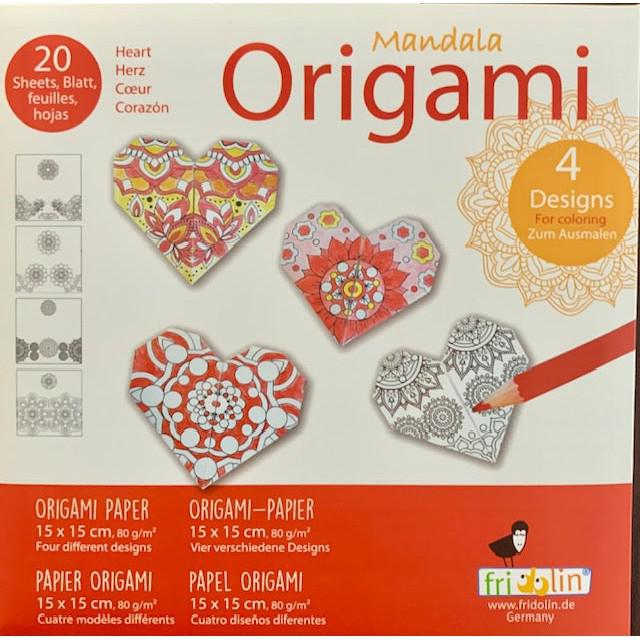 Heart Mandala Coloring Origami Kit Fridolin