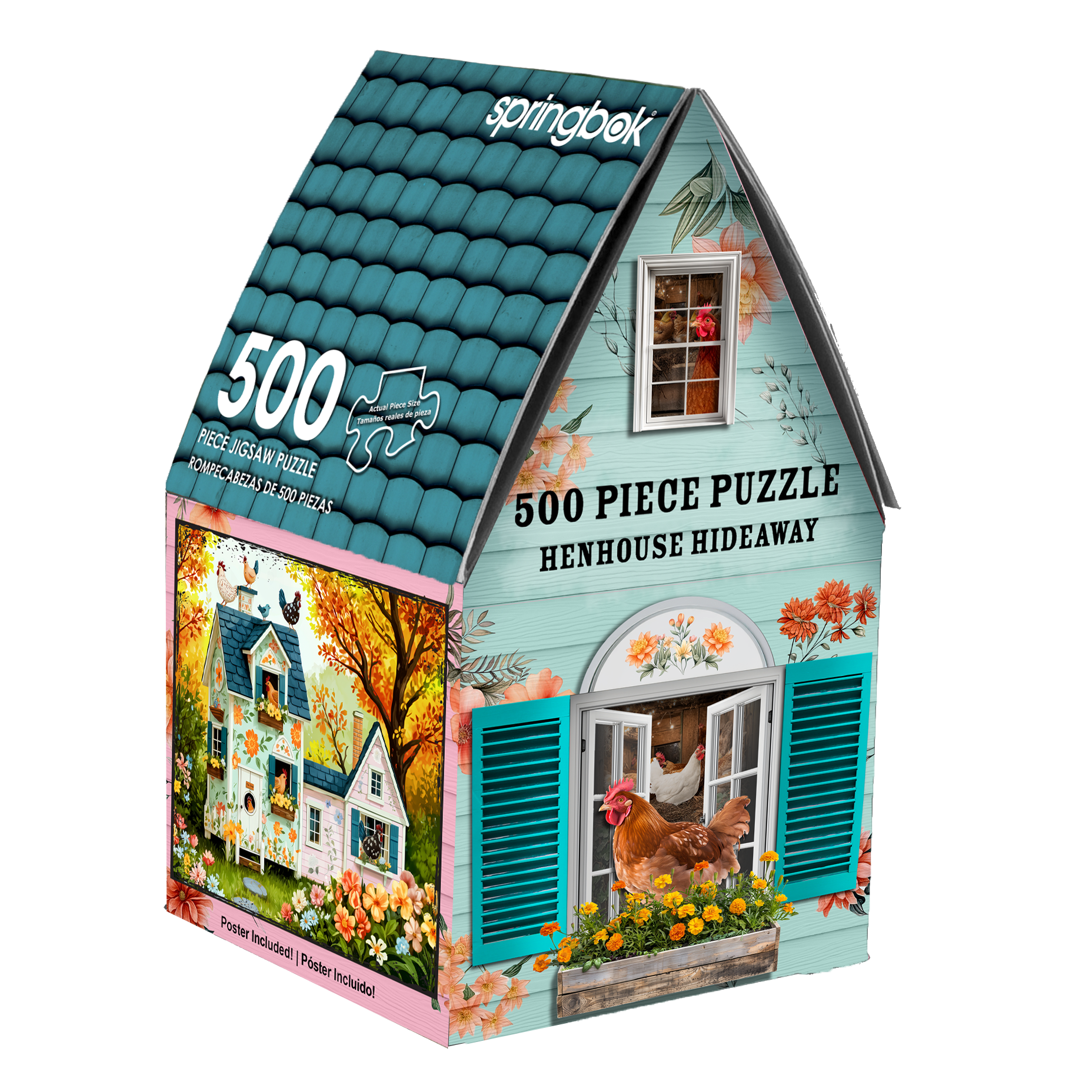 Henhouse Hideaway 500 Piece Jigsaw Puzzle in Shaped Box Springbok