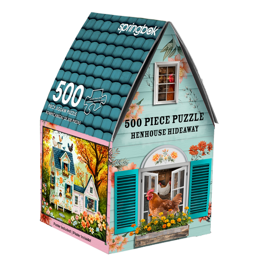 Henhouse Hideaway 500 Piece Jigsaw Puzzle in Shaped Box Springbok
