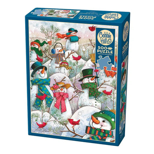 Hill of a Lot of Snowmen 500 Piece Jigsaw Puzzle Cobble Hill