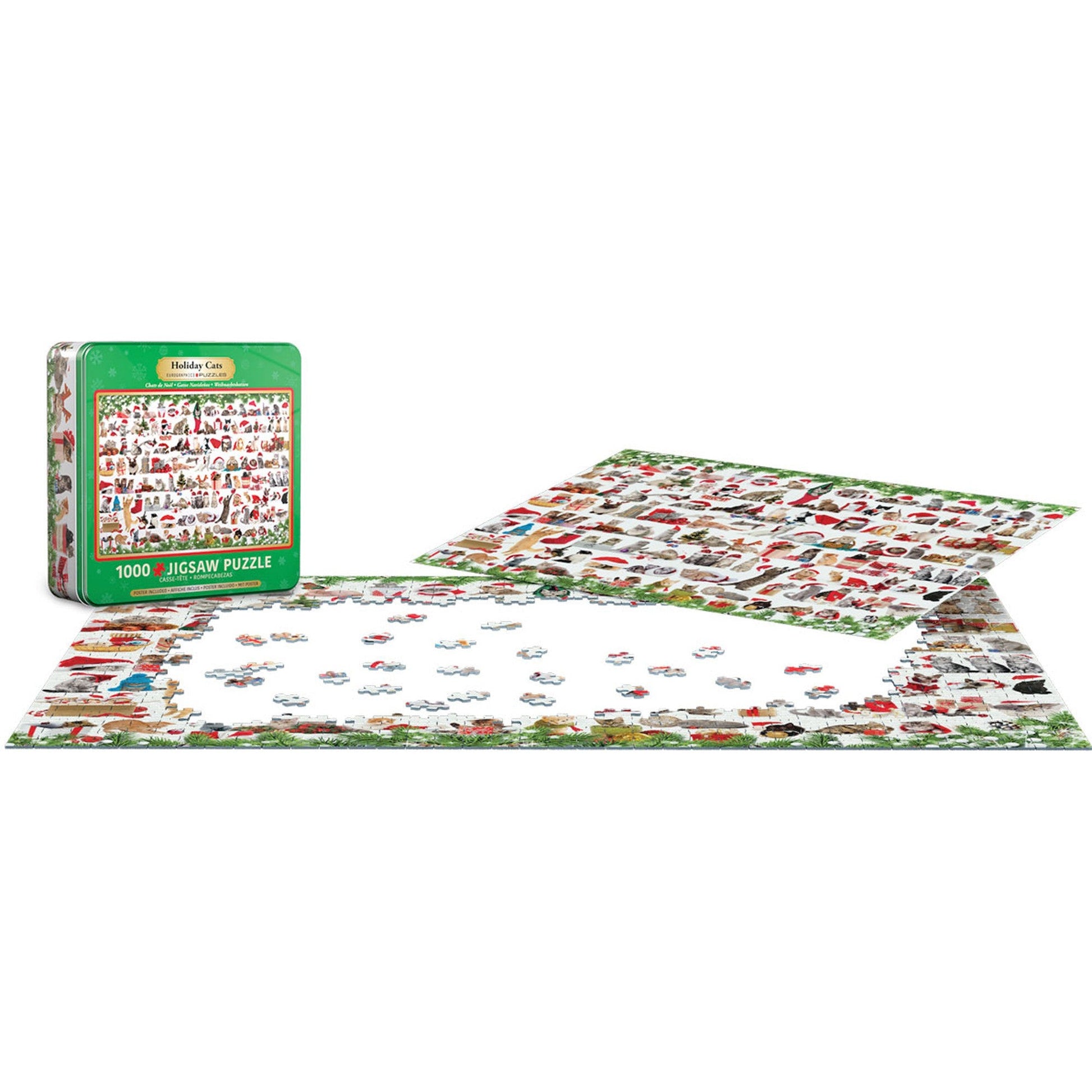 Holiday Cats 1000 Piece Jigsaw Puzzle in Tin Eurographics