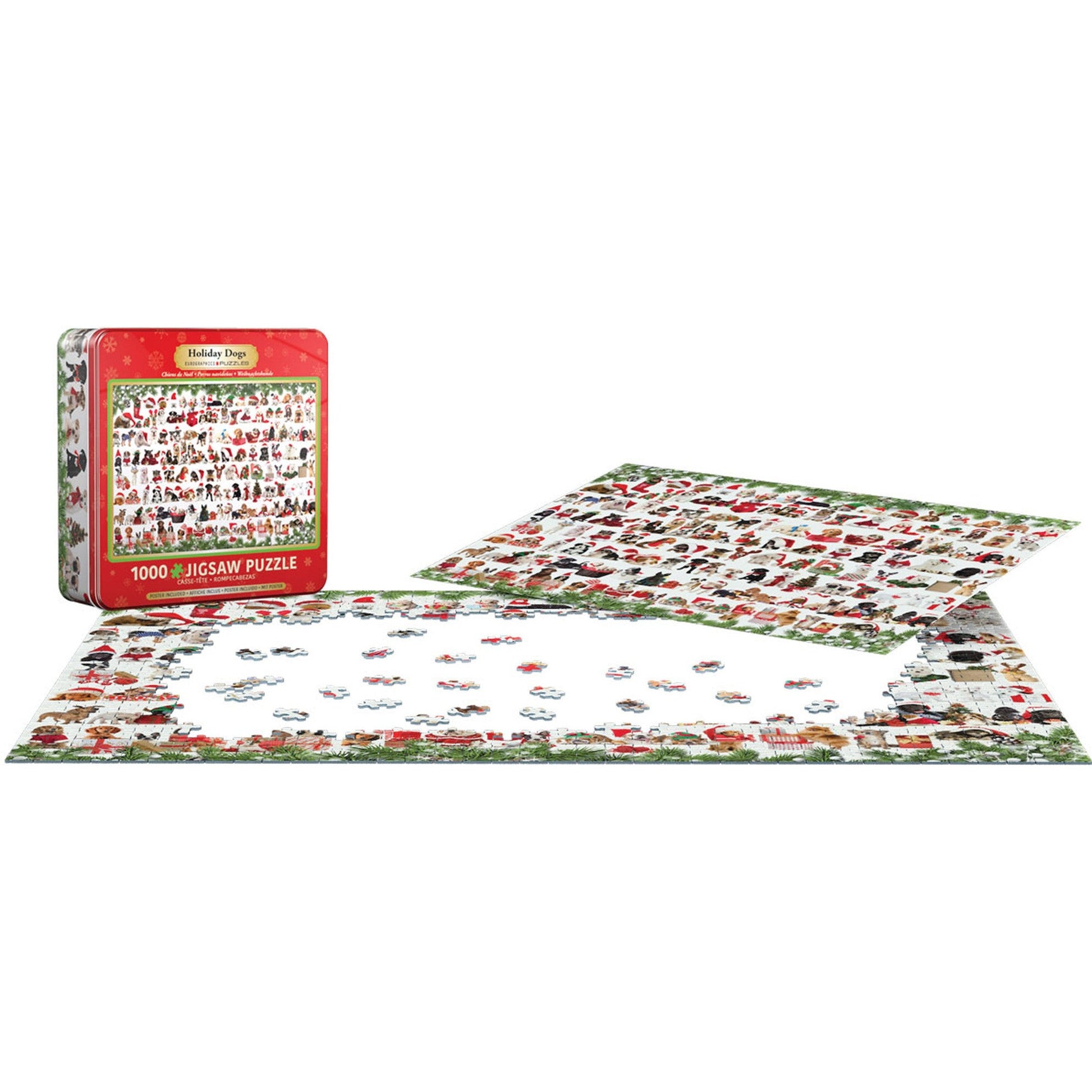 Holiday Dogs 1000 Piece Jigsaw Puzzle in Tin Eurographics