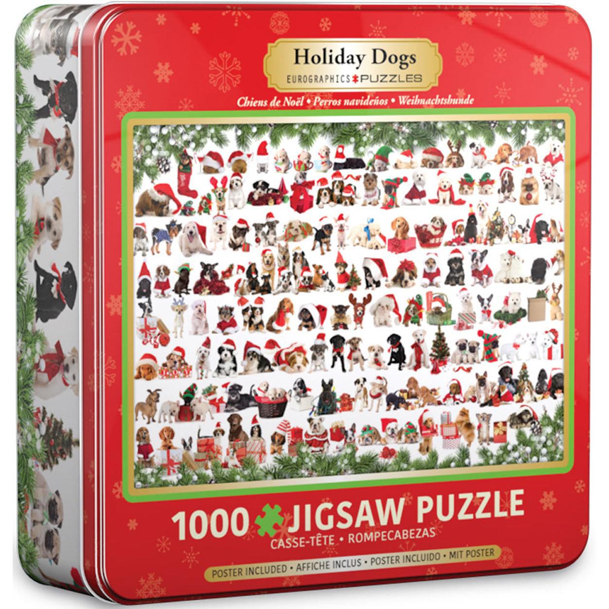 Holiday Dogs 1000 Piece Jigsaw Puzzle in Tin Eurographics