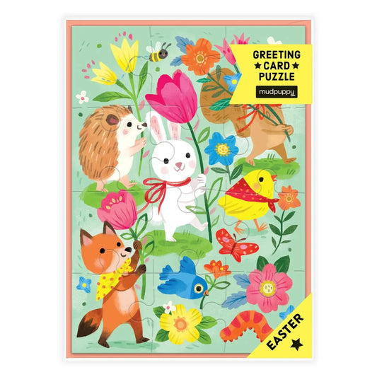 Hoppy Easter Greeting Card 12 Piece Jigsaw Puzzle Mudpuppy