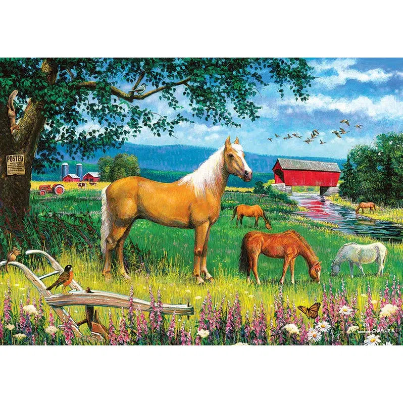 Horses in the Field 35 Piece Tray Jigsaw Puzzle Cobble Hill