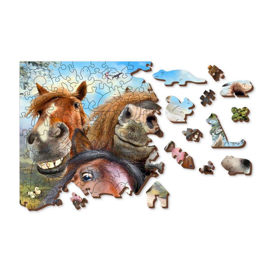 Horsing Around 300 Piece Wood Jigsaw Puzzle Wooden City