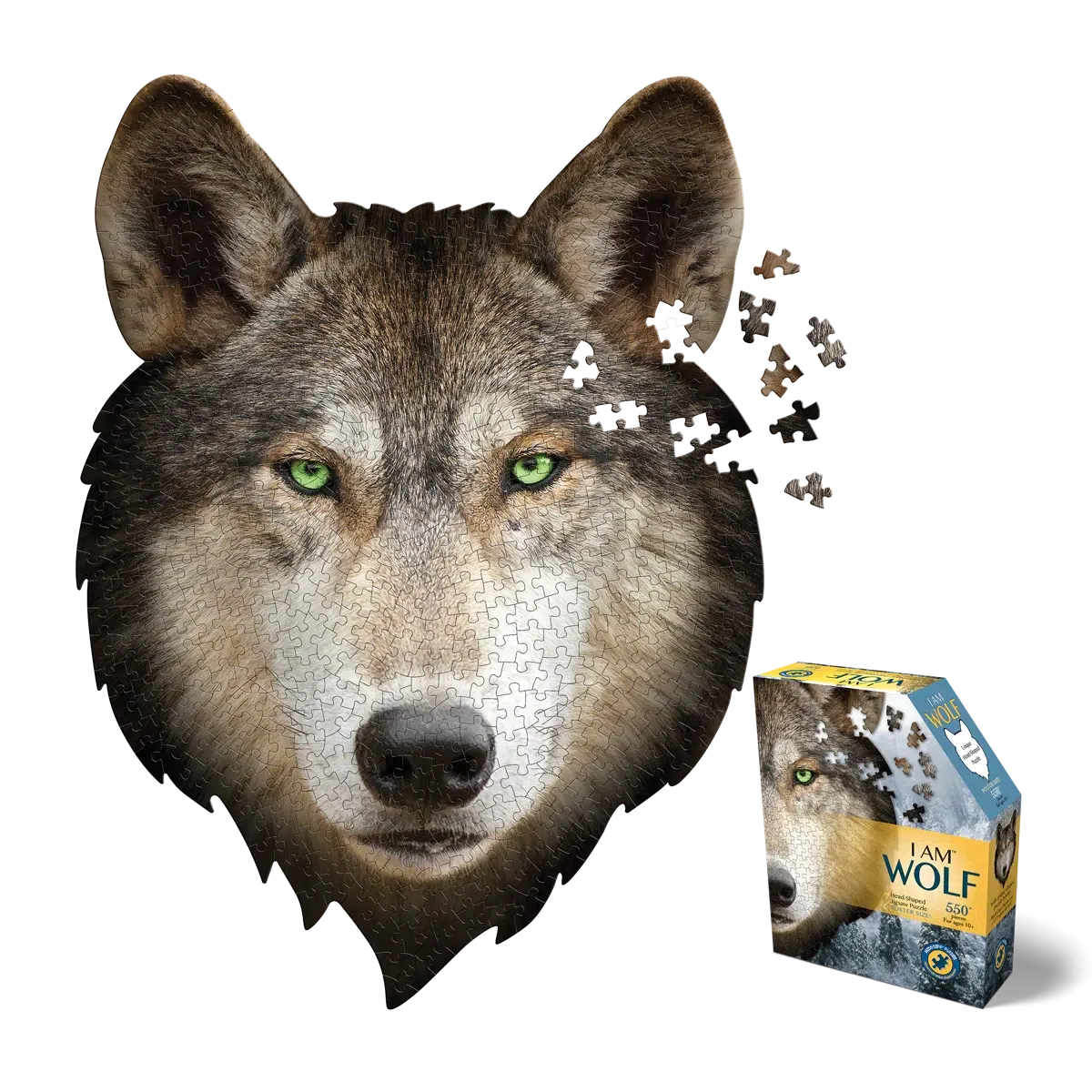 I Am Blue Wolf 550 Piece Head Shaped Jigsaw Puzzle Madd Capp