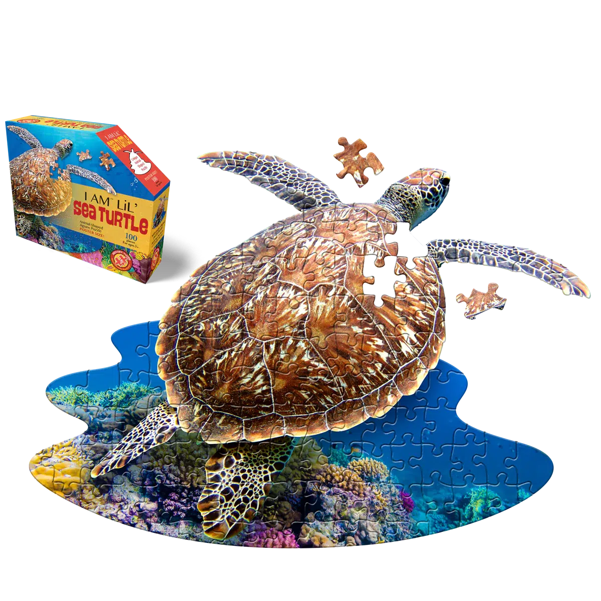 I Am Lil' Sea Turtle 100 Piece Animal Shaped Jigsaw Puzzle Madd Capp