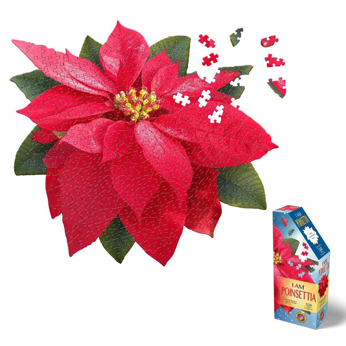 I Am Poinsettia 350 Piece Floral Shaped Jigsaw Puzzle Madd Capp