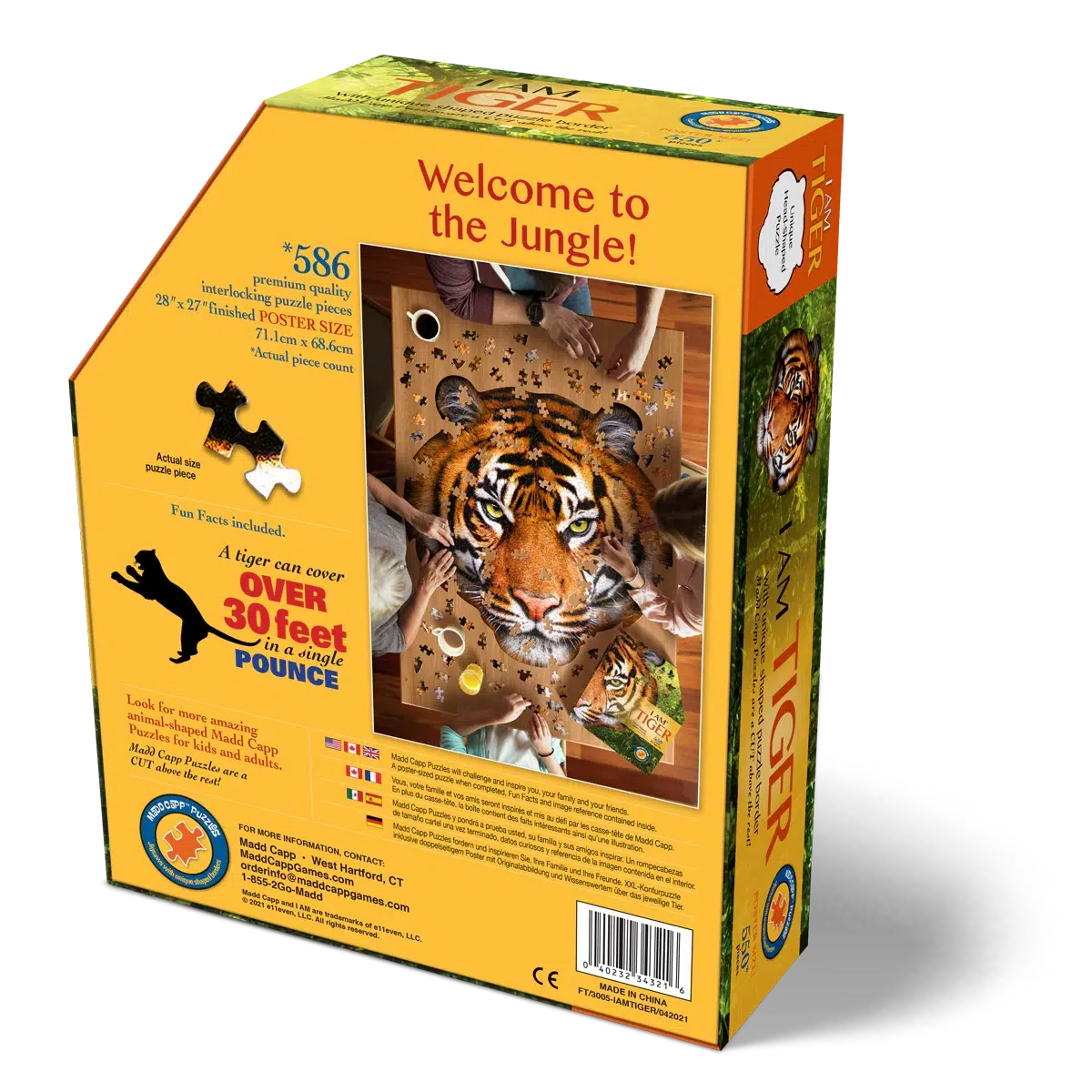 I Am Tiger 550 Piece Head Shaped Jigsaw Puzzle Madd Capp