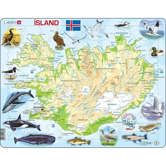 Iceland Map & Animals 81 Piece Tray Jigsaw Puzzle Larsen