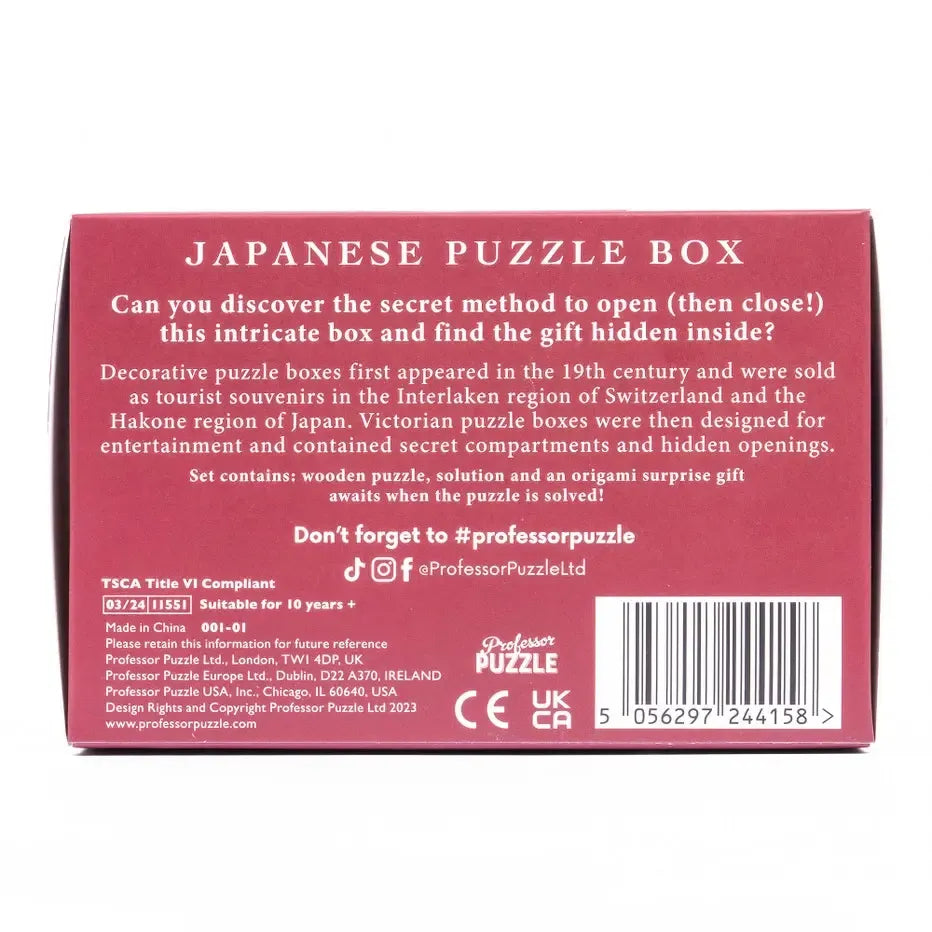 Japanese Puzzle Box - Brain Teaser & Origami - Professor Puzzle