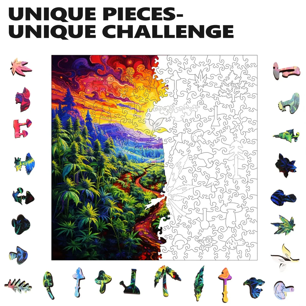 Kaleido Kush 300 Piece Wooden Jigsaw Puzzle Trippy