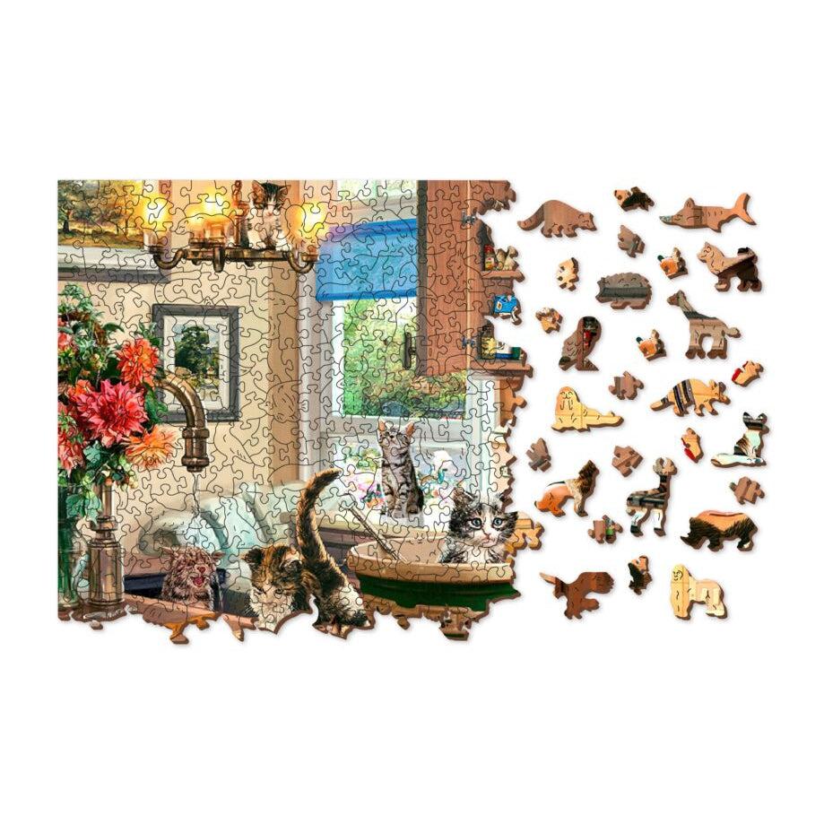 Kitten Kitchen Capers 1010 Piece Wood Jigsaw Puzzle Wooden City