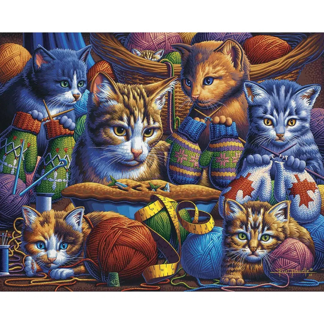 Kitten Knittin' Mittens 300 Piece Jigsaw Puzzle Dowdle