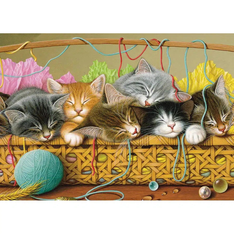 Kittens in Basket 35 Piece Tray Jigsaw Puzzle Cobble Hill