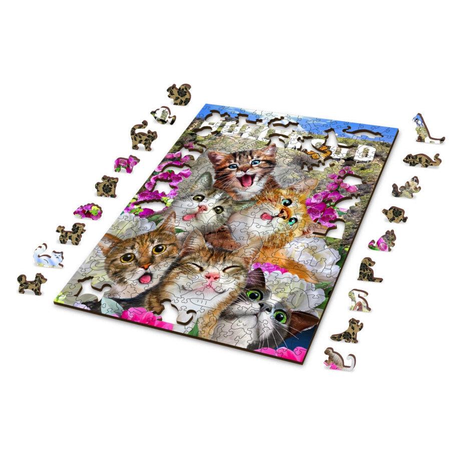 Kittens in Hollywood 300 Piece Wood Jigsaw Puzzle Wooden City