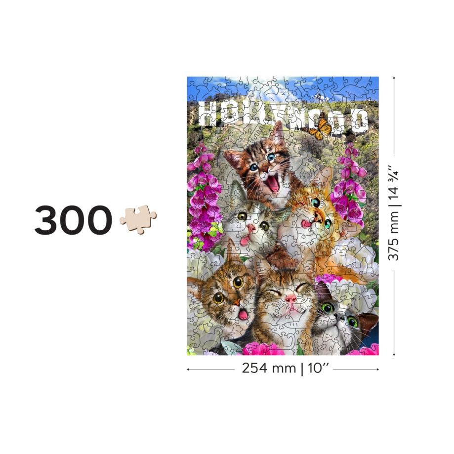 Kittens in Hollywood 300 Piece Wood Jigsaw Puzzle Wooden City