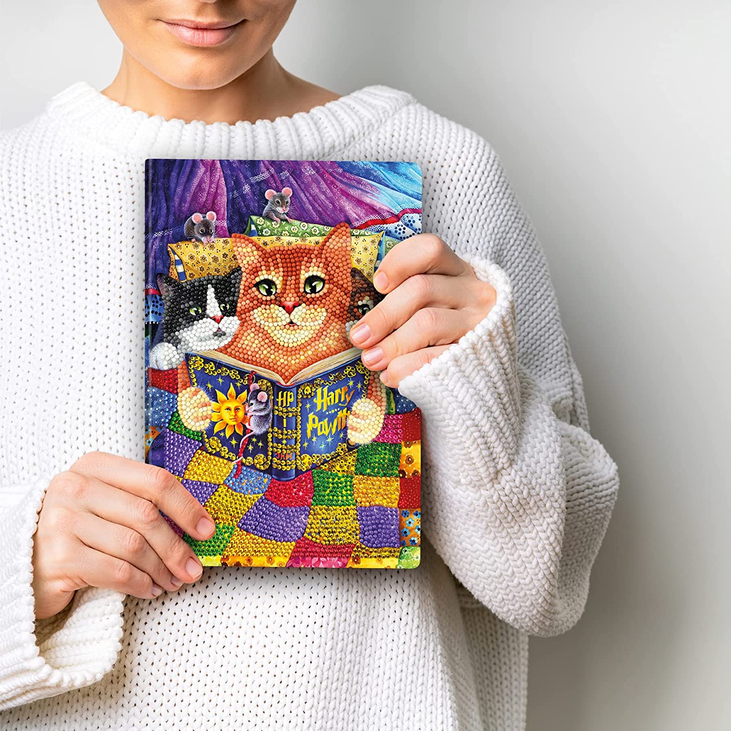 Kitty Bedtime Stories Crystal Art Notebook Kit Craft Buddy