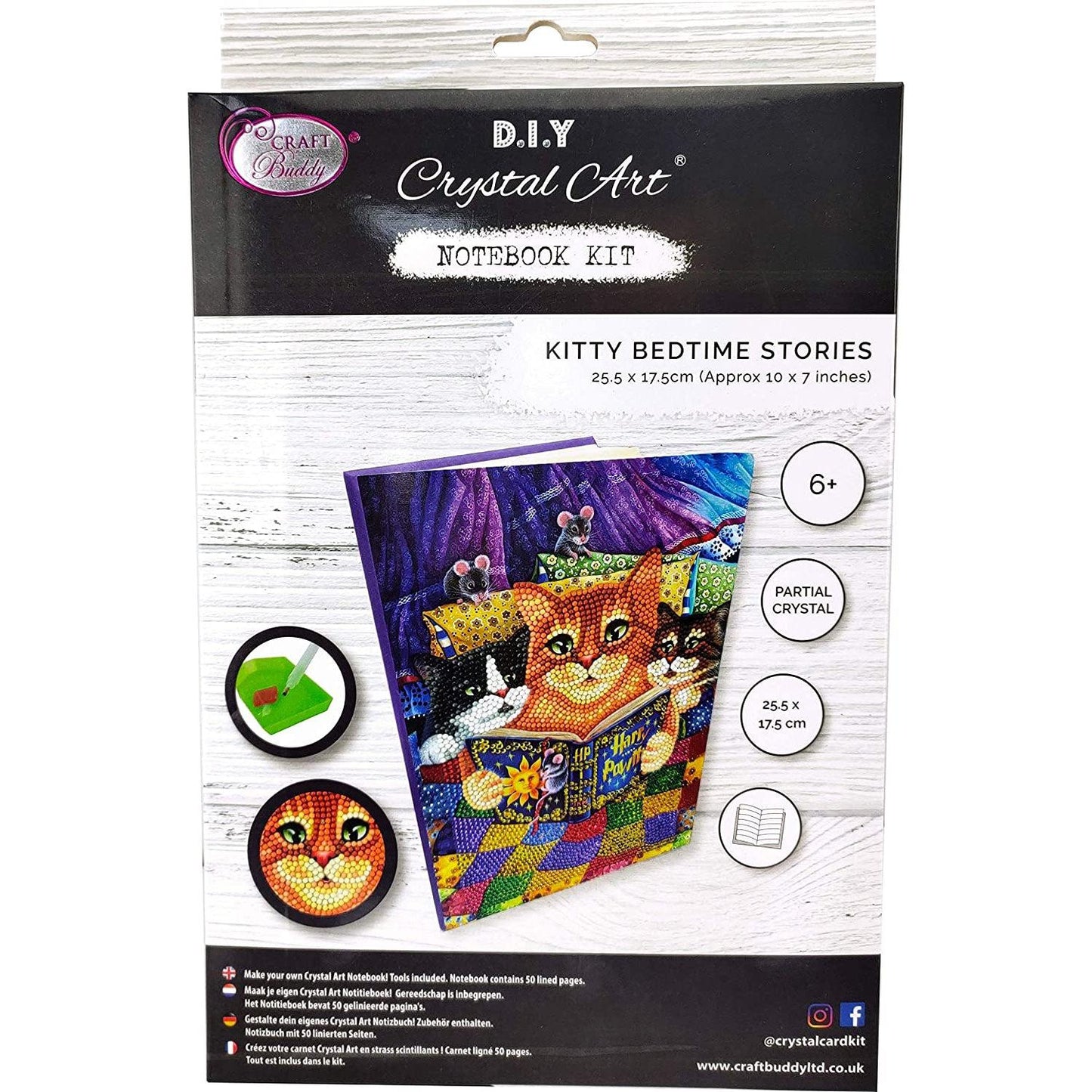 Kitty Bedtime Stories Crystal Art Notebook Kit Craft Buddy