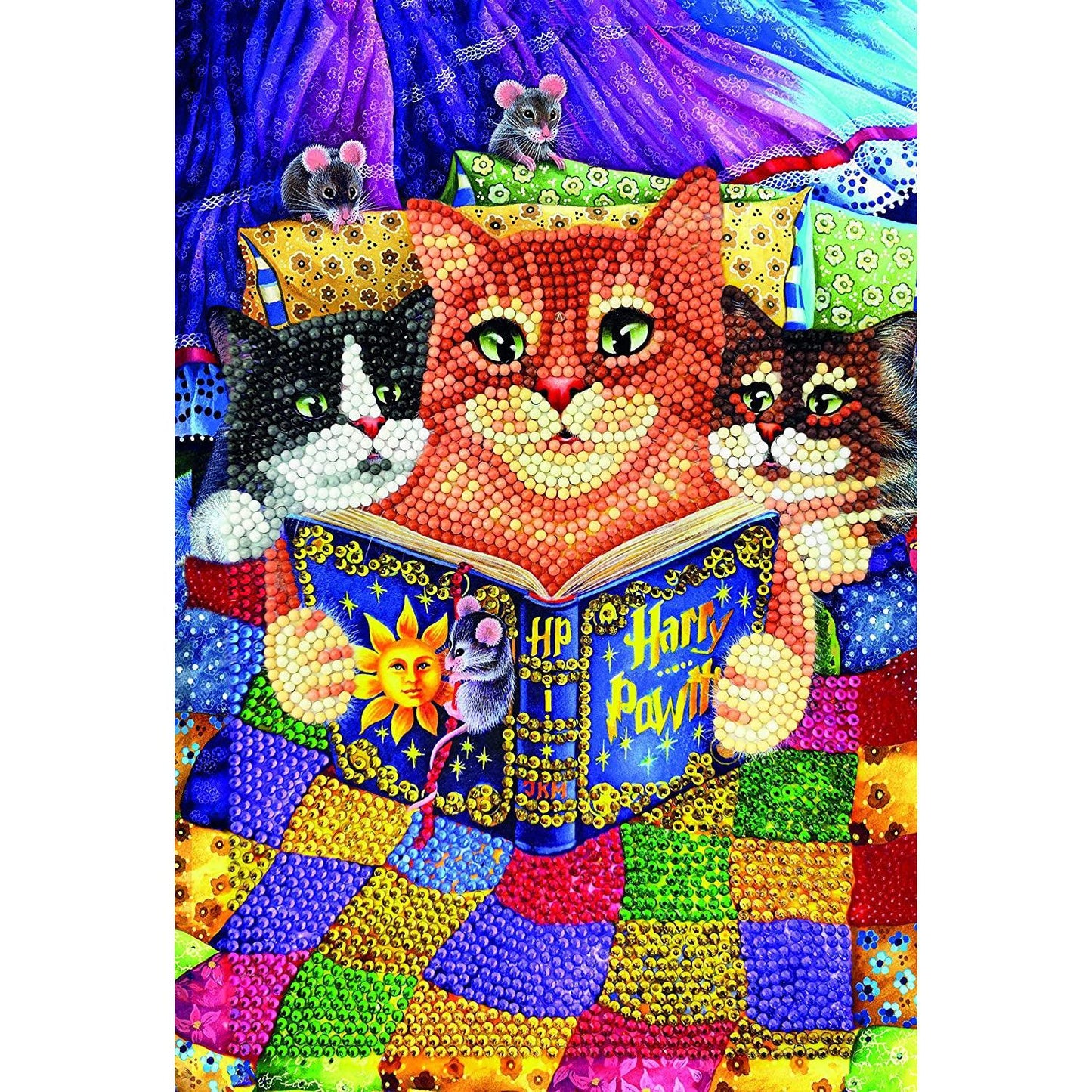 Kitty Bedtime Stories Crystal Art Notebook Kit Craft Buddy