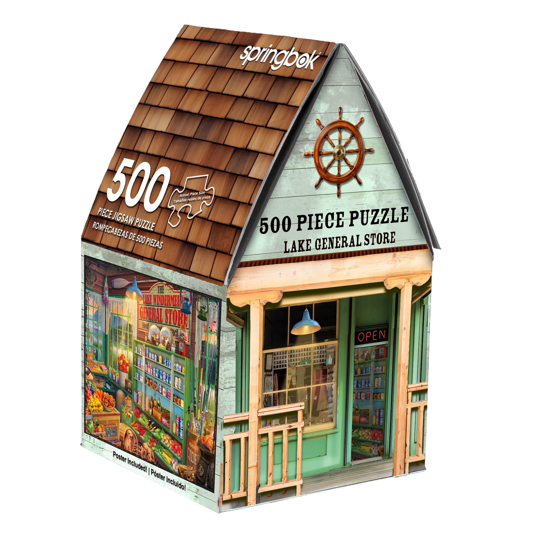 Lake General Store 500 Piece Jigsaw Puzzle in Shaped Box Springbok