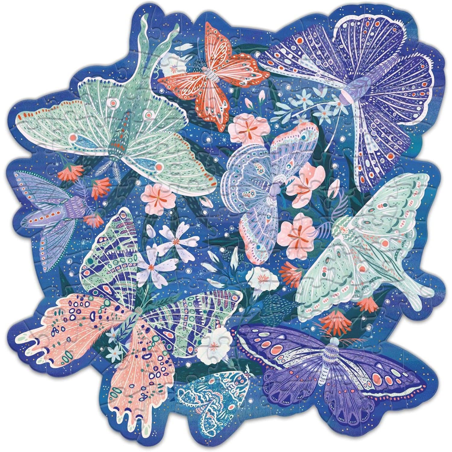 Luminous Butterflies 140 Piece Mini Jigsaw Puzzle Lantern Press