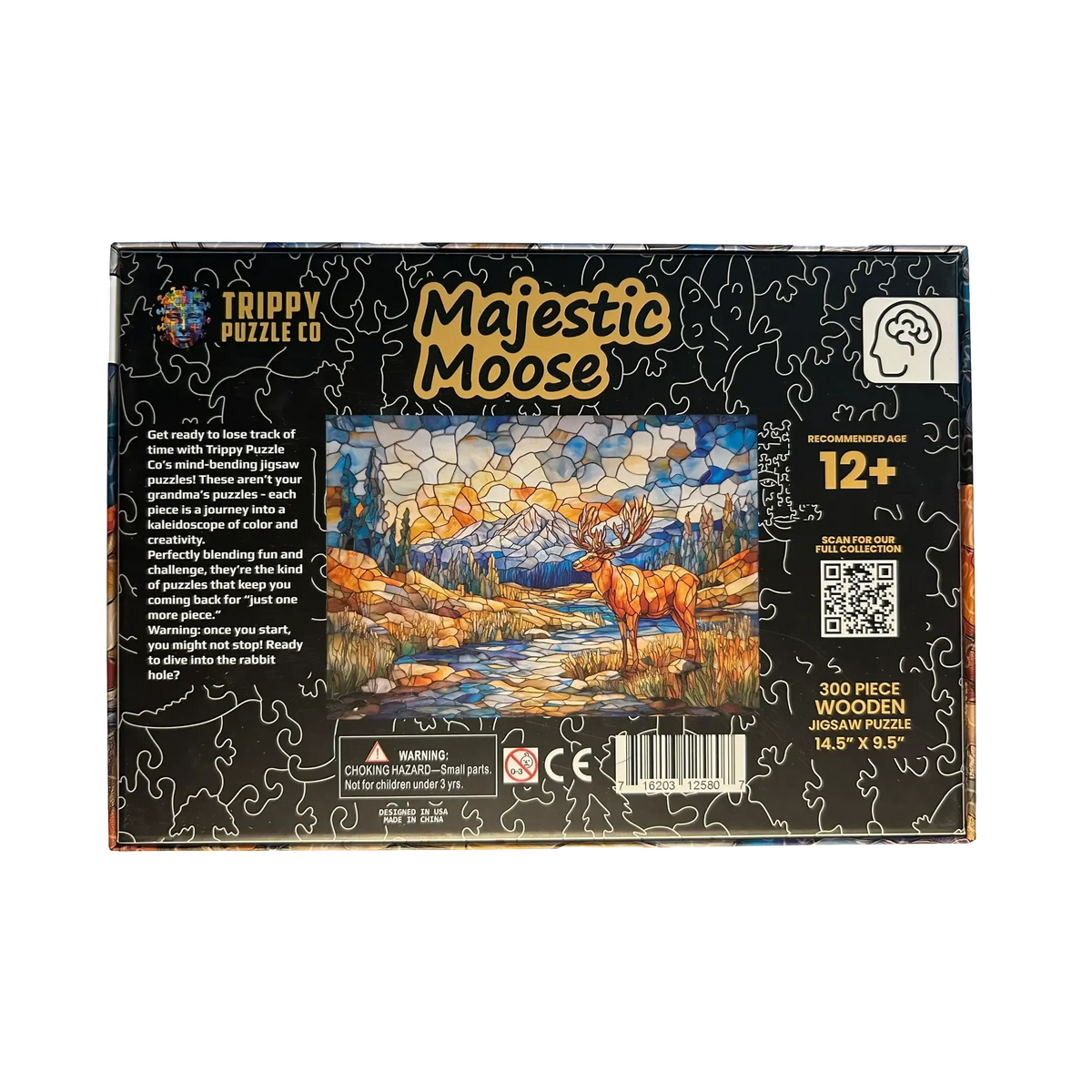 Majestic Moose 300 Piece Wooden Jigsaw Puzzle Trippy