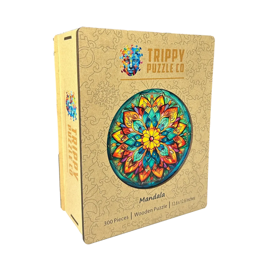 Mandala 300 Piece Wooden Round Jigsaw Puzzle Trippy