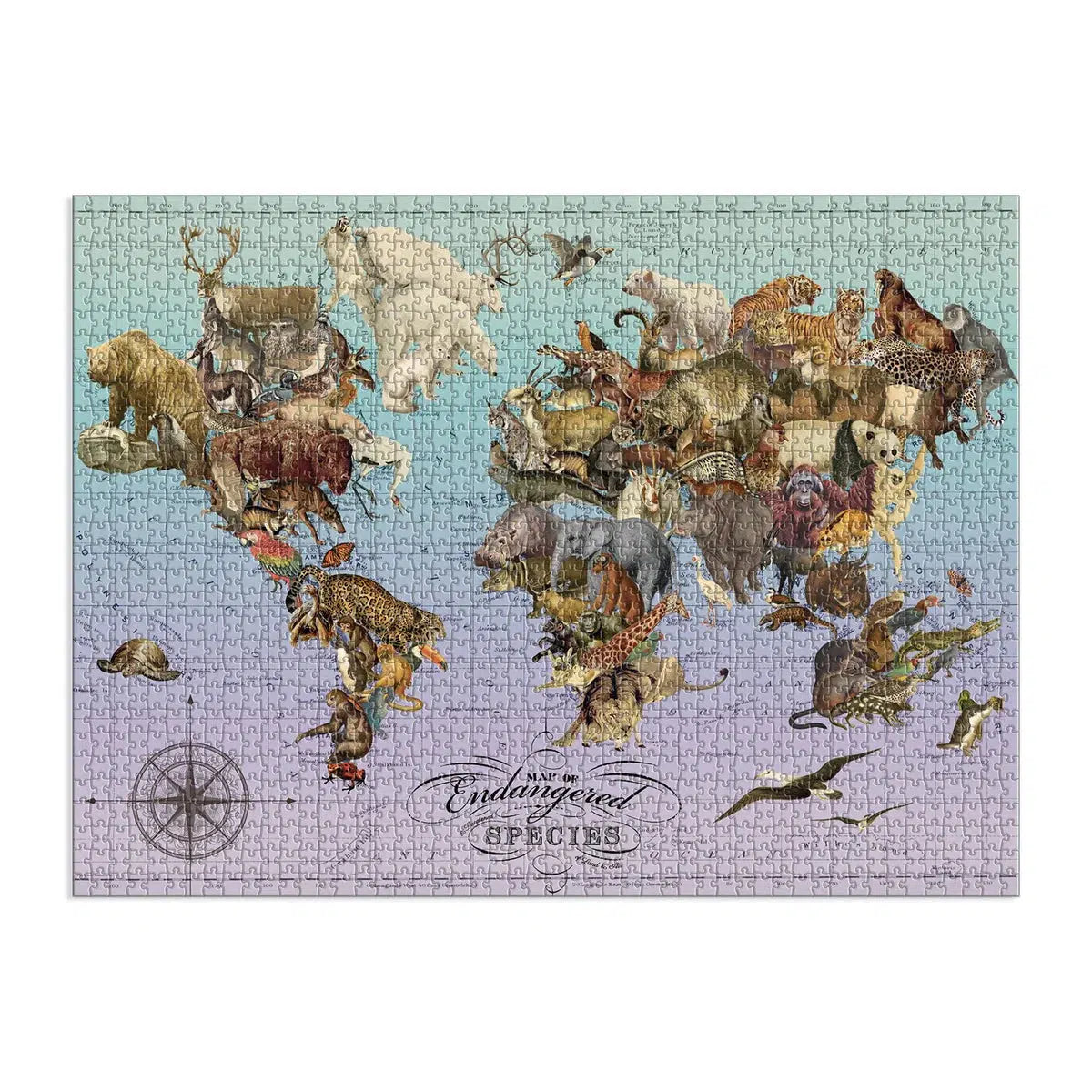 Map of Endangered Species 1500 Piece Jigsaw Puzzle Galison