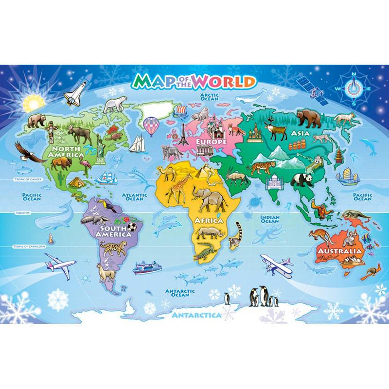 Map of the World 48 Piece Floor Jigsaw Puzzle Cobble Hill