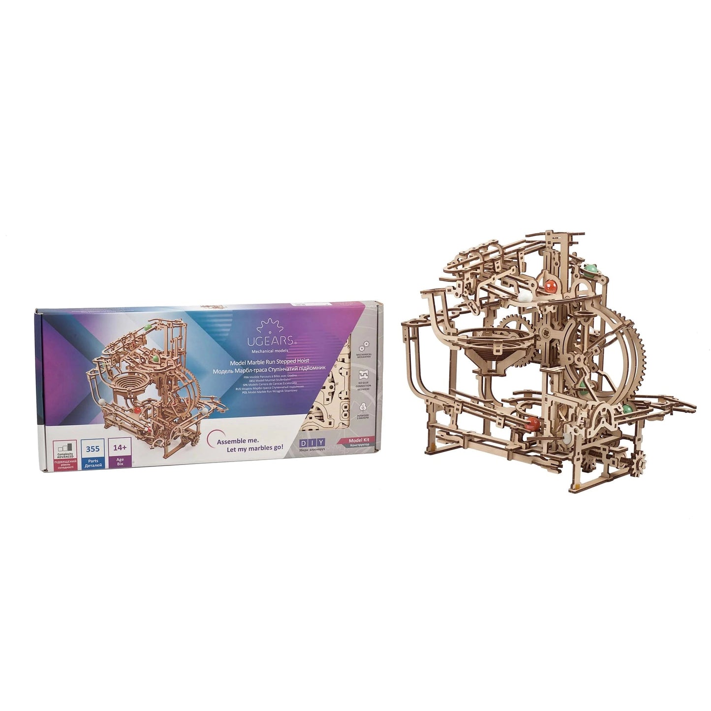 Marble Run Stepped Hoist 3D Wood Model Kit UGEARS