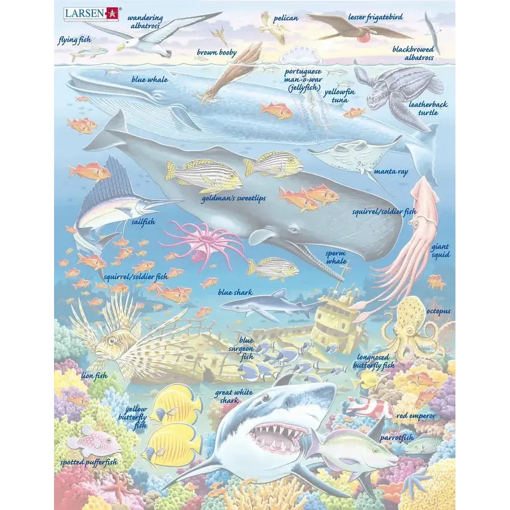 Marine Life in the Pacific Ocean 66 Piece Tray Jigsaw Puzzle Larsen