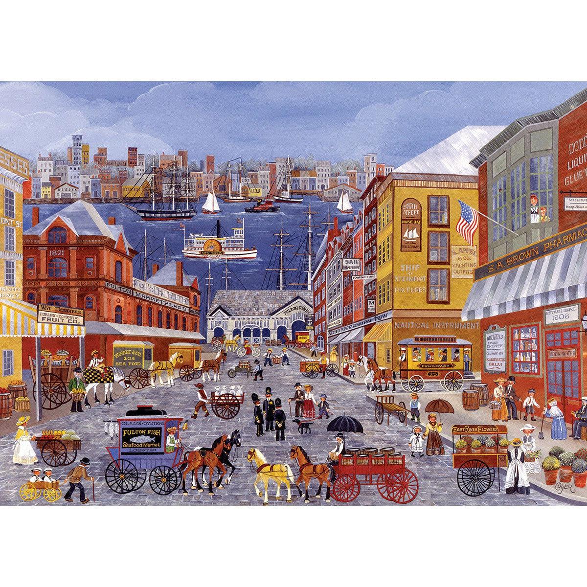 Market Days on Fulton Street 300 Large Piece Jigsaw Puzzle Eurographics