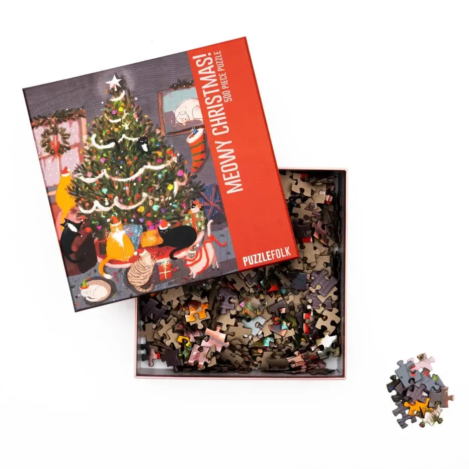 Meowy Christmas 500 Piece Jigsaw Puzzle PuzzleFolk