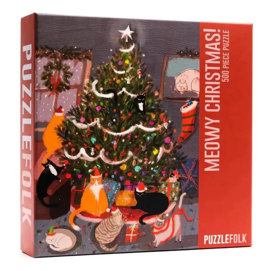 Meowy Christmas 500 Piece Jigsaw Puzzle PuzzleFolk