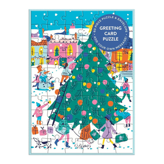 Merry & Bright Christmas Greeting Card 60 Piece Jigsaw Puzzle Galison