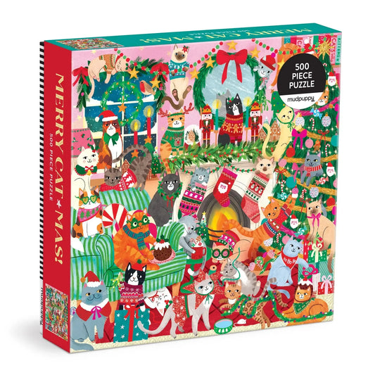 Merry Catmas 500 Piece Jigsaw Puzzle Mudpuppy