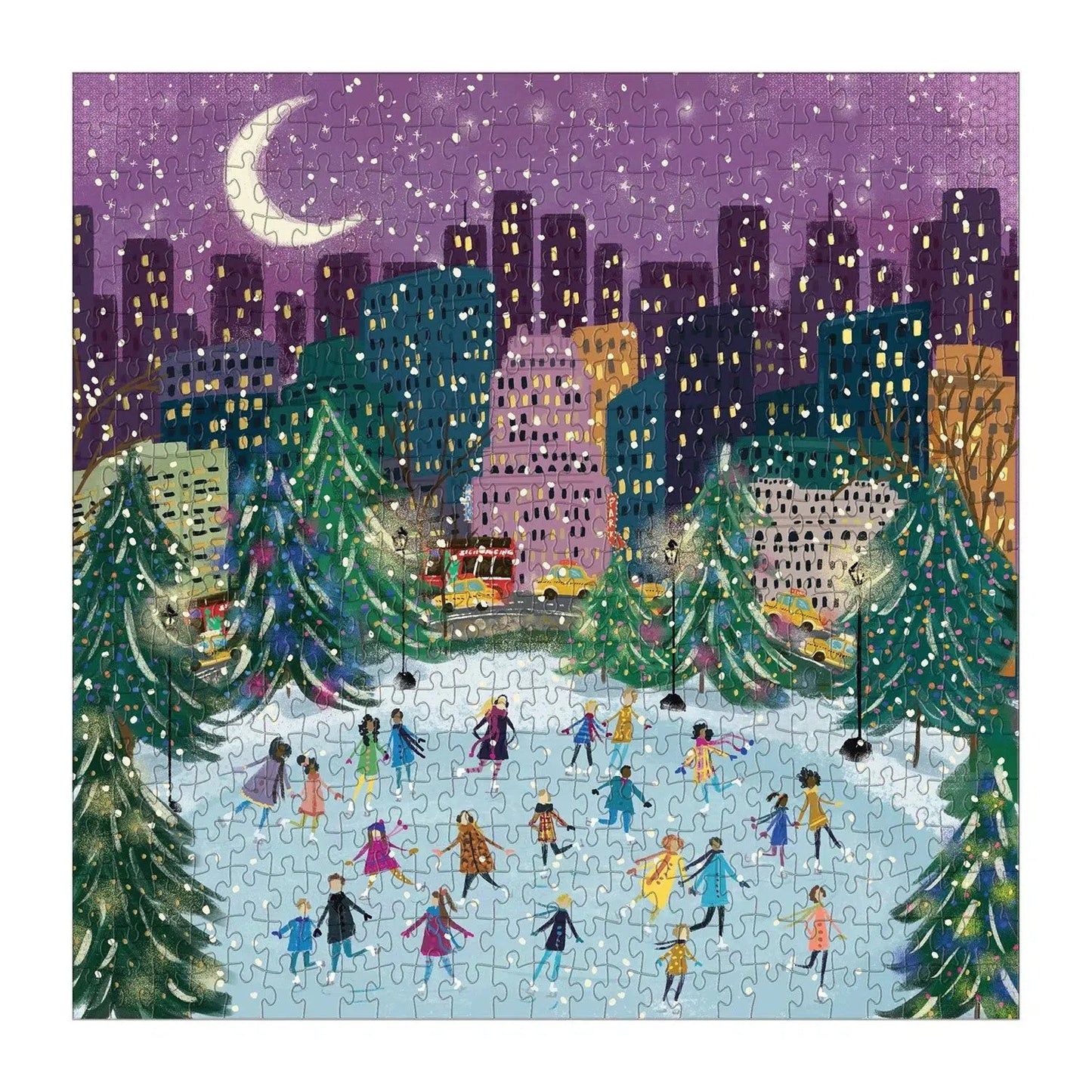 Merry Moonlight Skaters 500 Piece Jigsaw Puzzle Galison