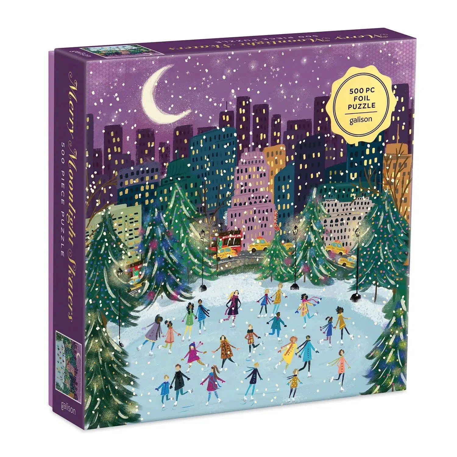 Merry Moonlight Skaters 500 Piece Jigsaw Puzzle Galison