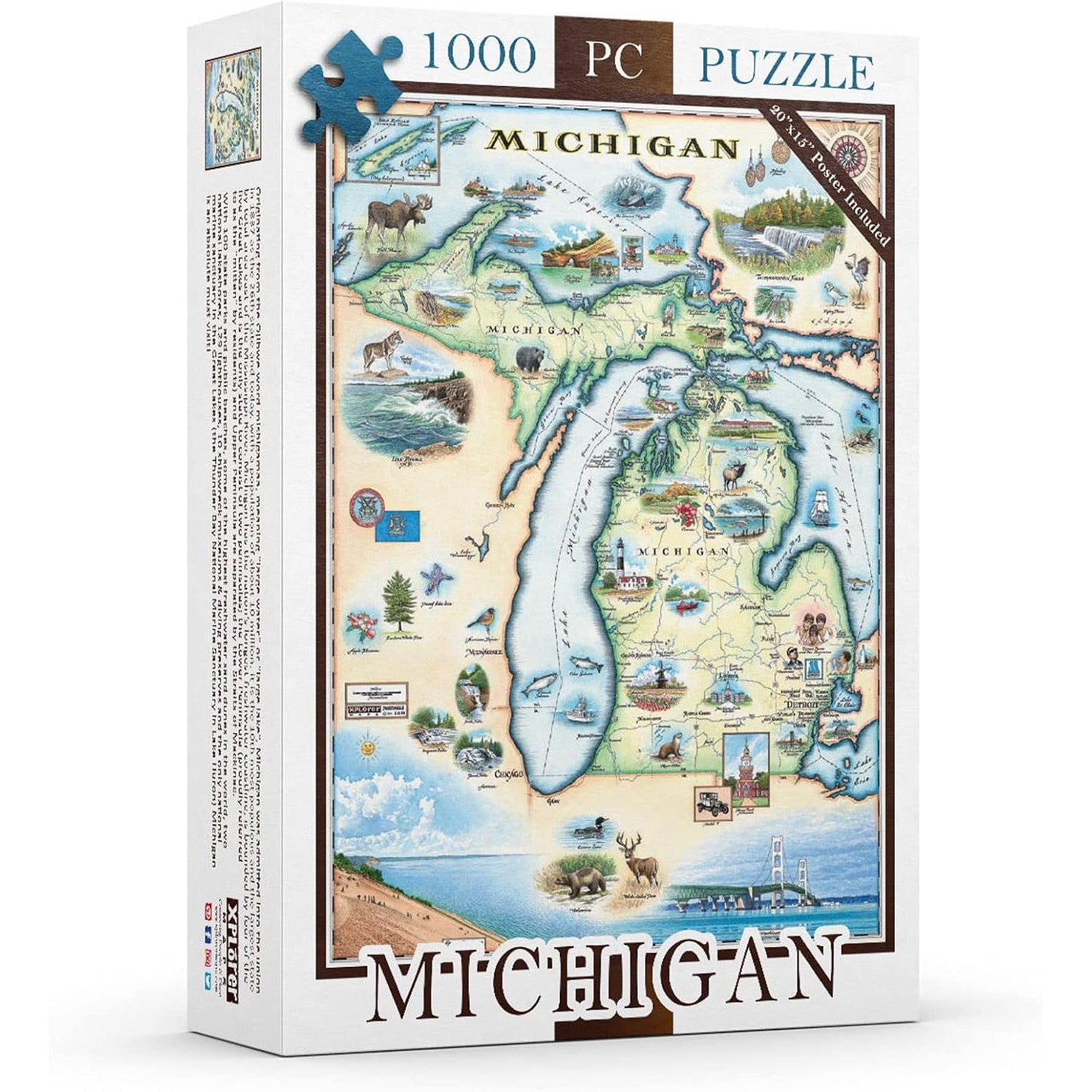 Michigan 1000 Piece Jigsaw Puzzle Xplorer Maps – Puzzle Merchant