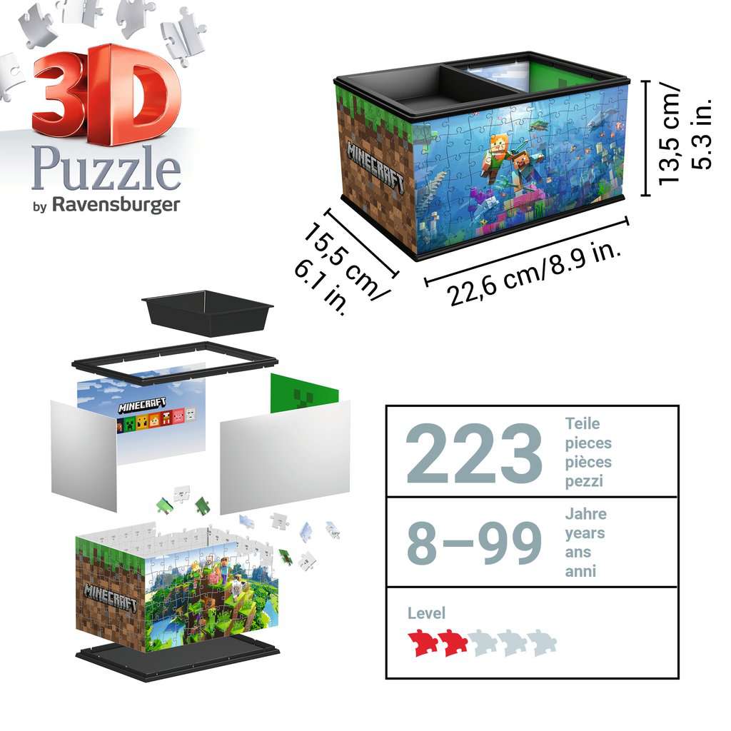 Minecraft Storage Box 223 Piece 3D Jigsaw Puzzle Ravensburger