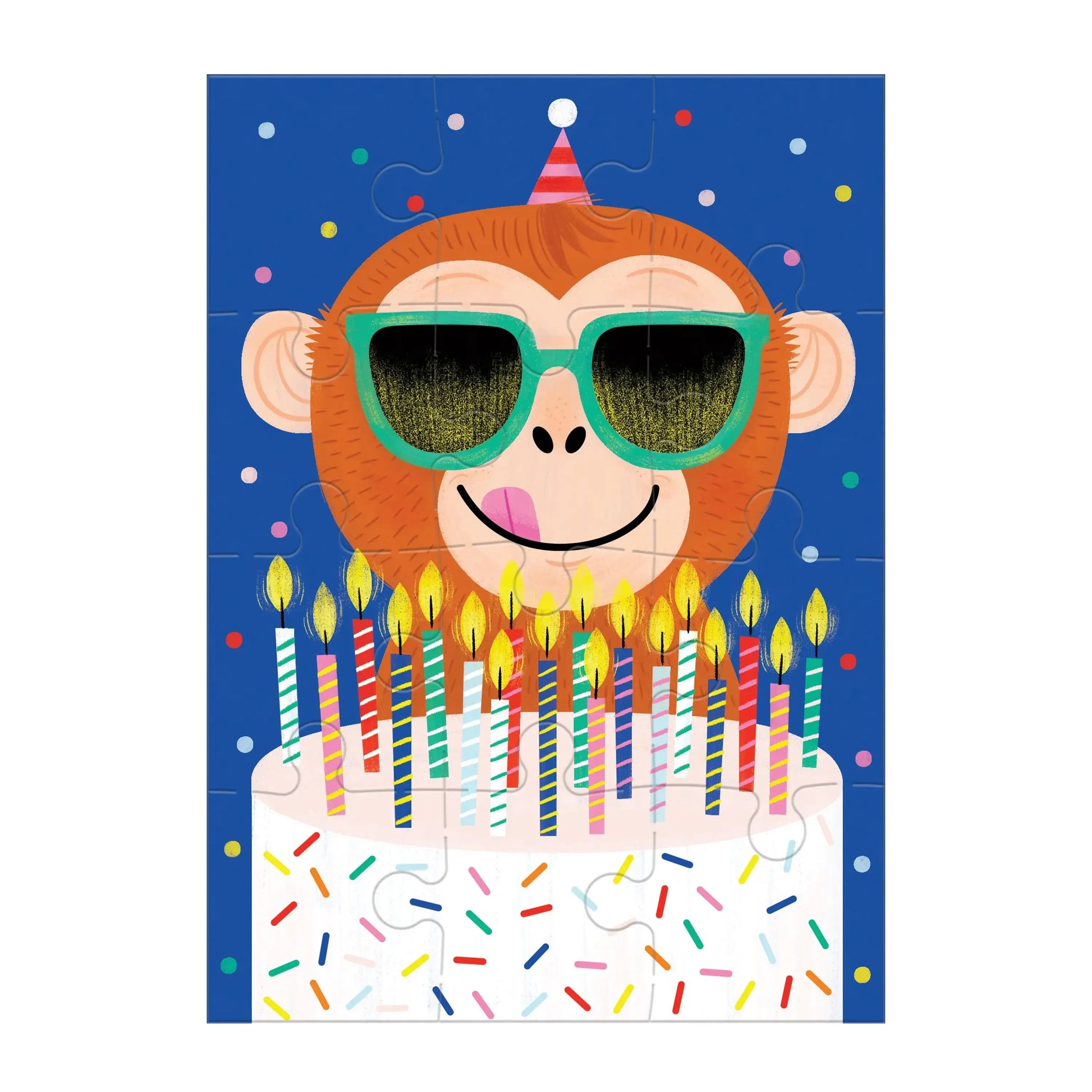 Monkey Cake Birthday Greeting Card 12 Piece Jigsaw Puzzle Mudpuppy