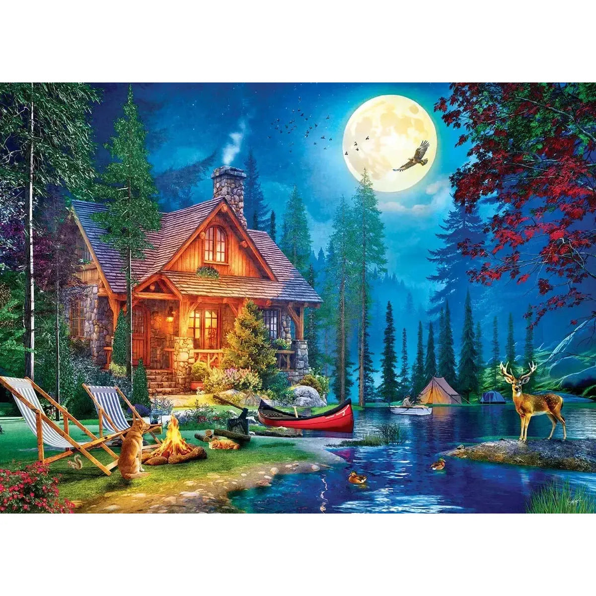 Moon Lake Cabin 1000 Piece Jigsaw Puzzle Eurographics