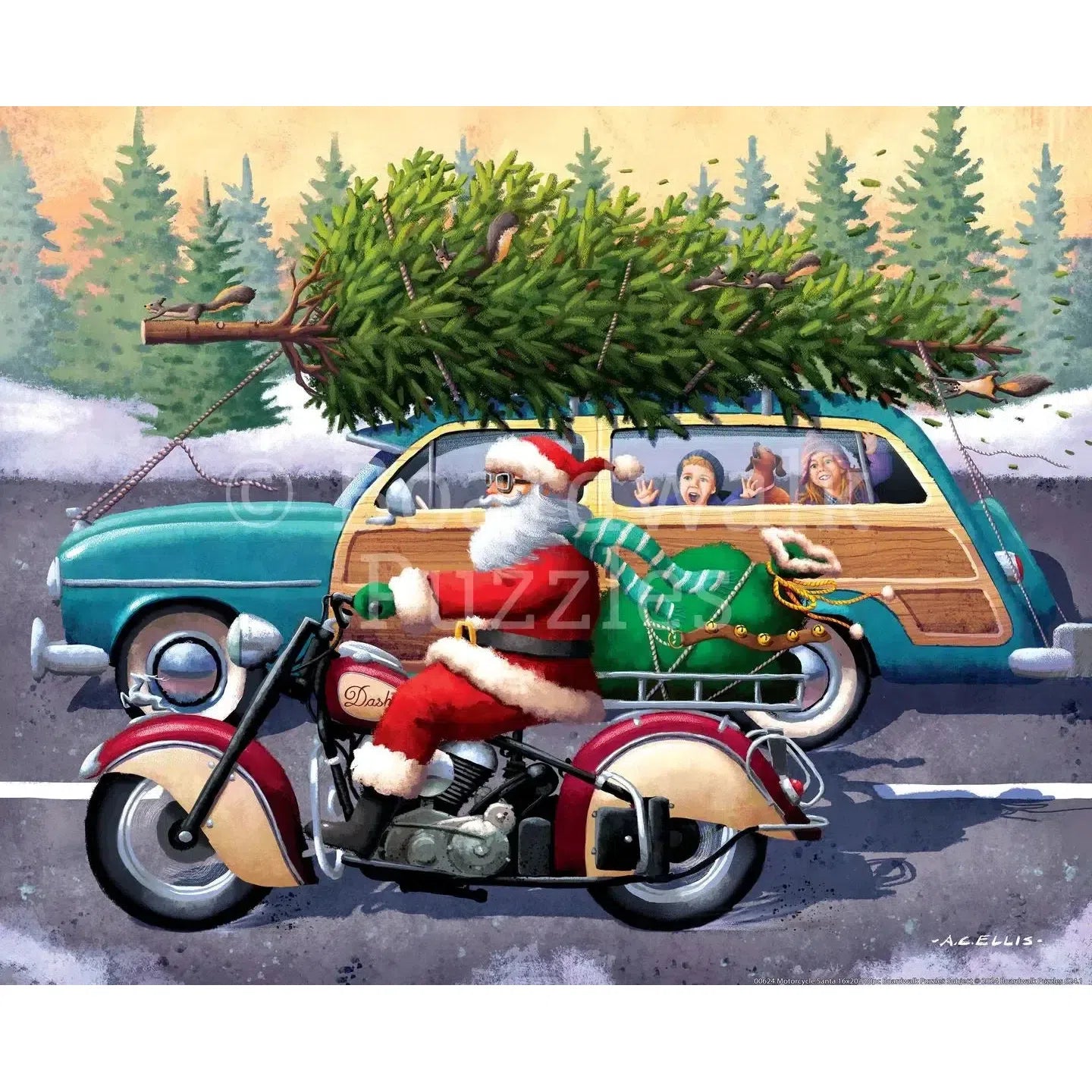 Motorcycle Santa 210 Piece Jigsaw Puzzle Boardwalk