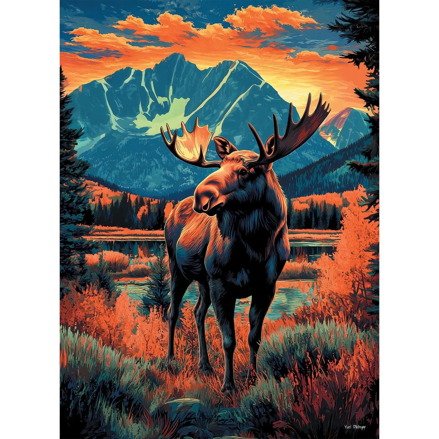 Mountain Moose 1000 Piece Jigsaw Puzzle Final Piece