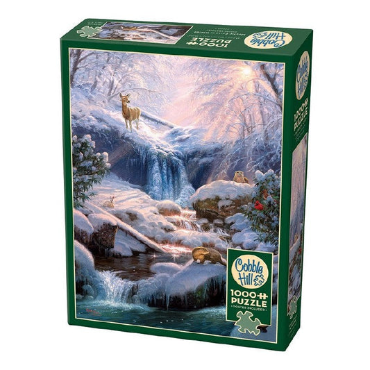 Mystic Falls in Winter 1000 Piece Jigsaw Puzzle Cobble Hill