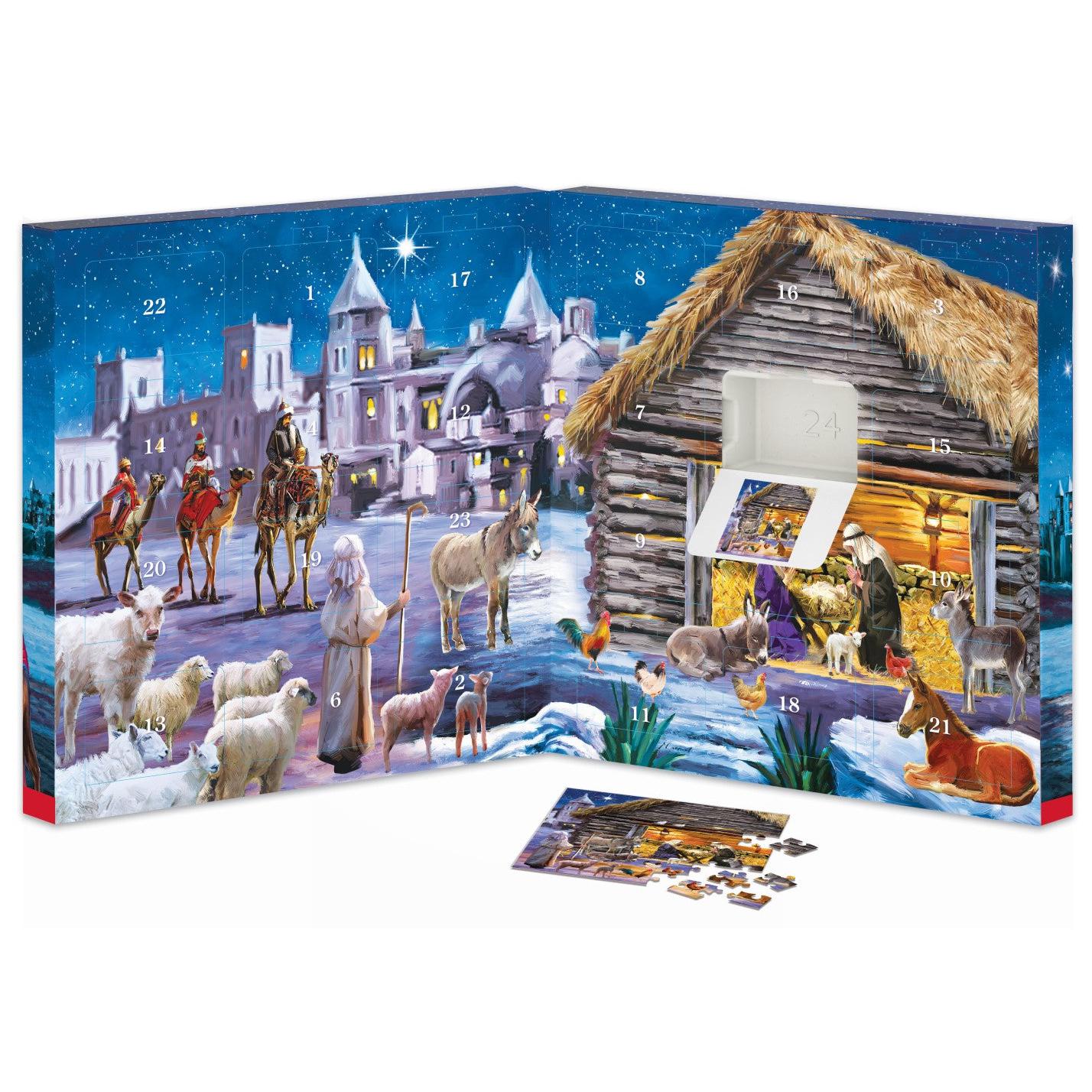 Nativity Advent Calendar - 24 Set of 50 Piece Mini Jigsaw Puzzles Eurographics